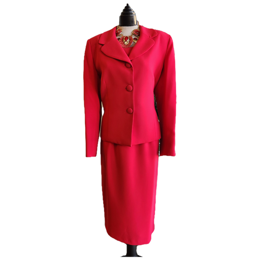 Red 3-Piece Lily & Taylor Skirt Suit – Elegant Church & Special Occasion Set
