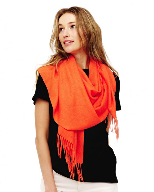 Orange Solid Super Soft Cashmere Oblong Scarf