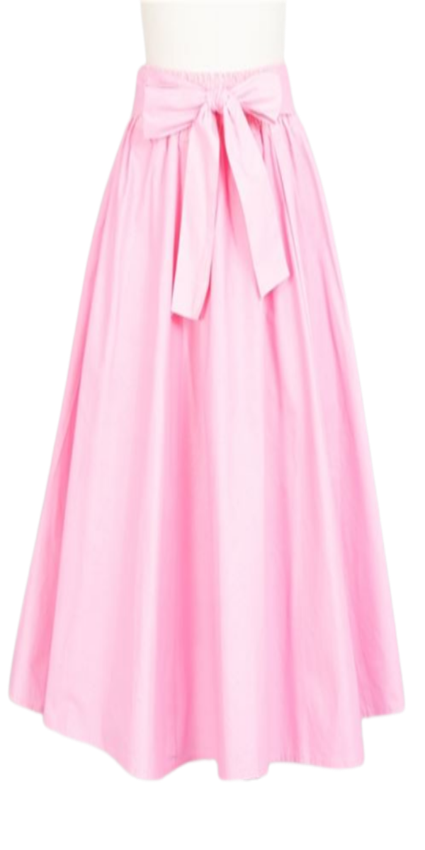 Pink  Midi Knee Length Skirt with Pockets and Head Wrap