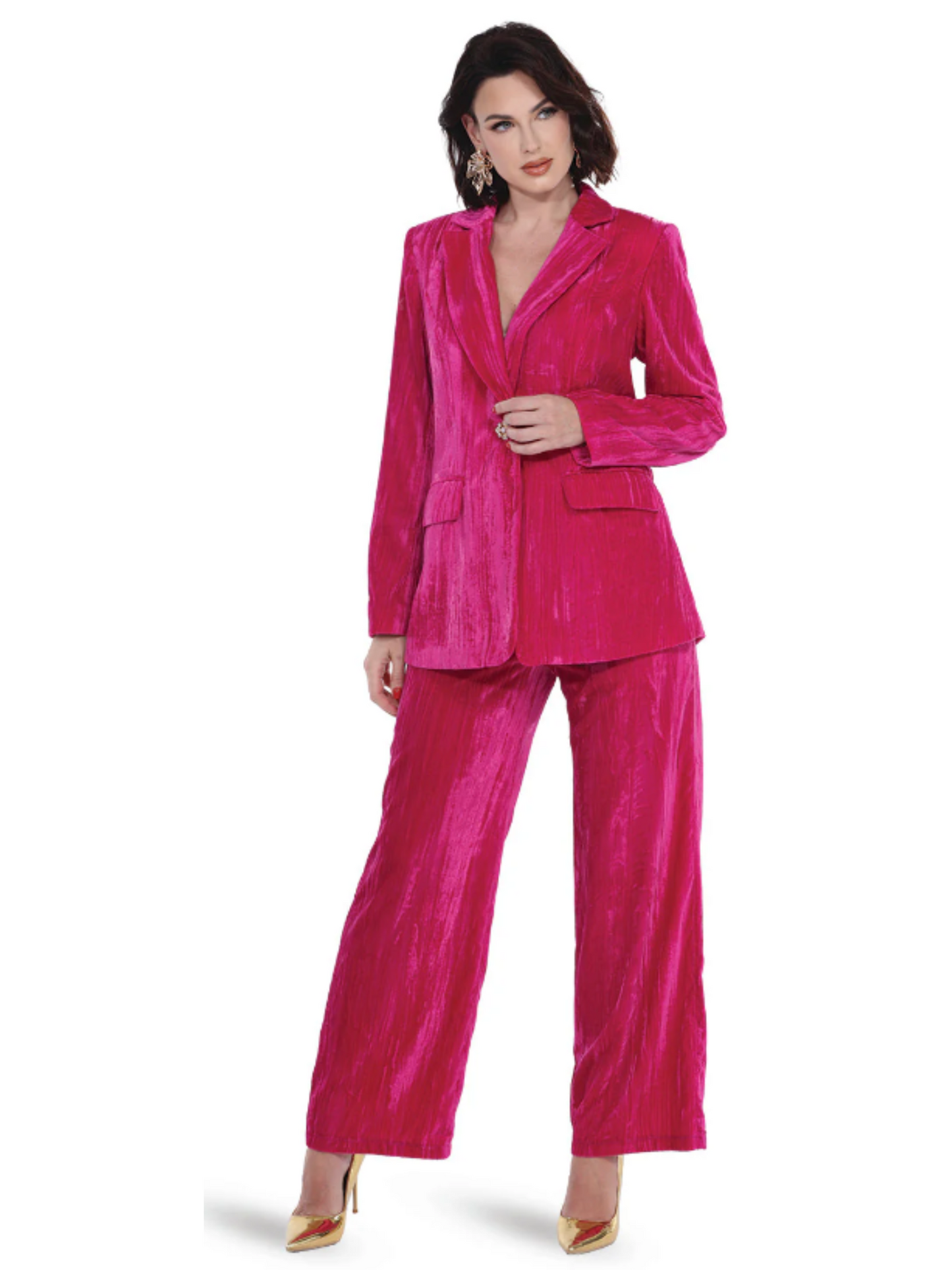 Raspberry 2 pc pant velvet suit 