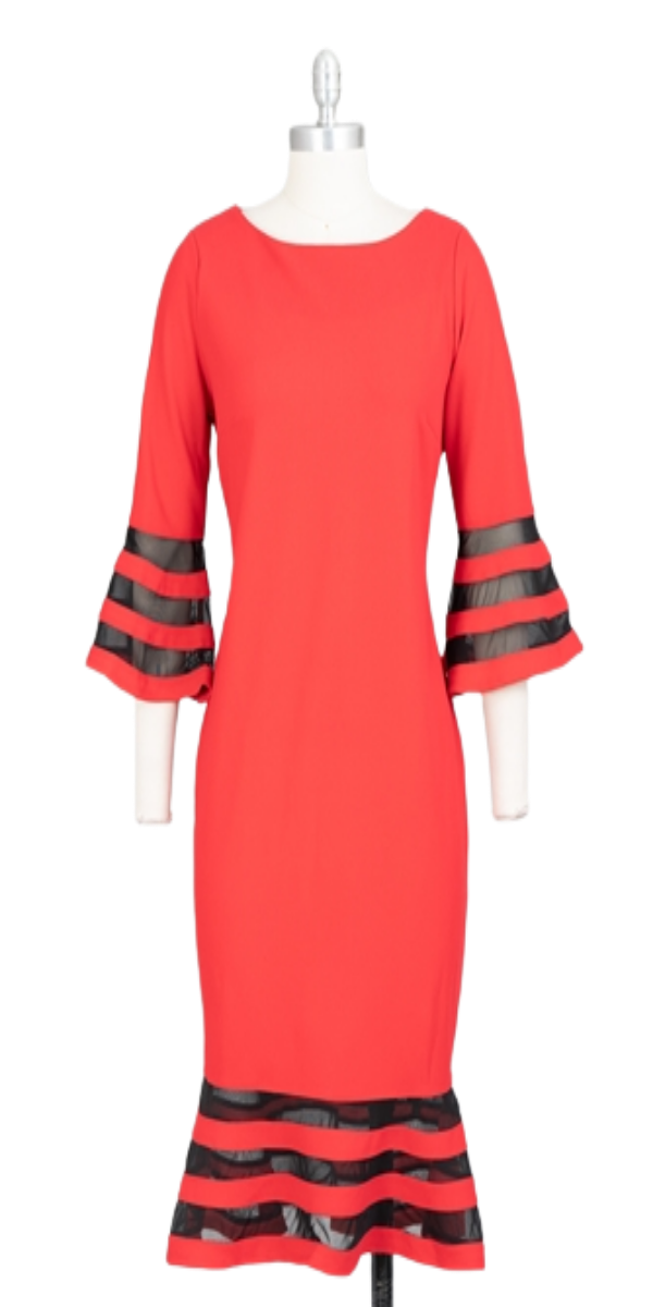 Red and Black Scuba Crepe Dress