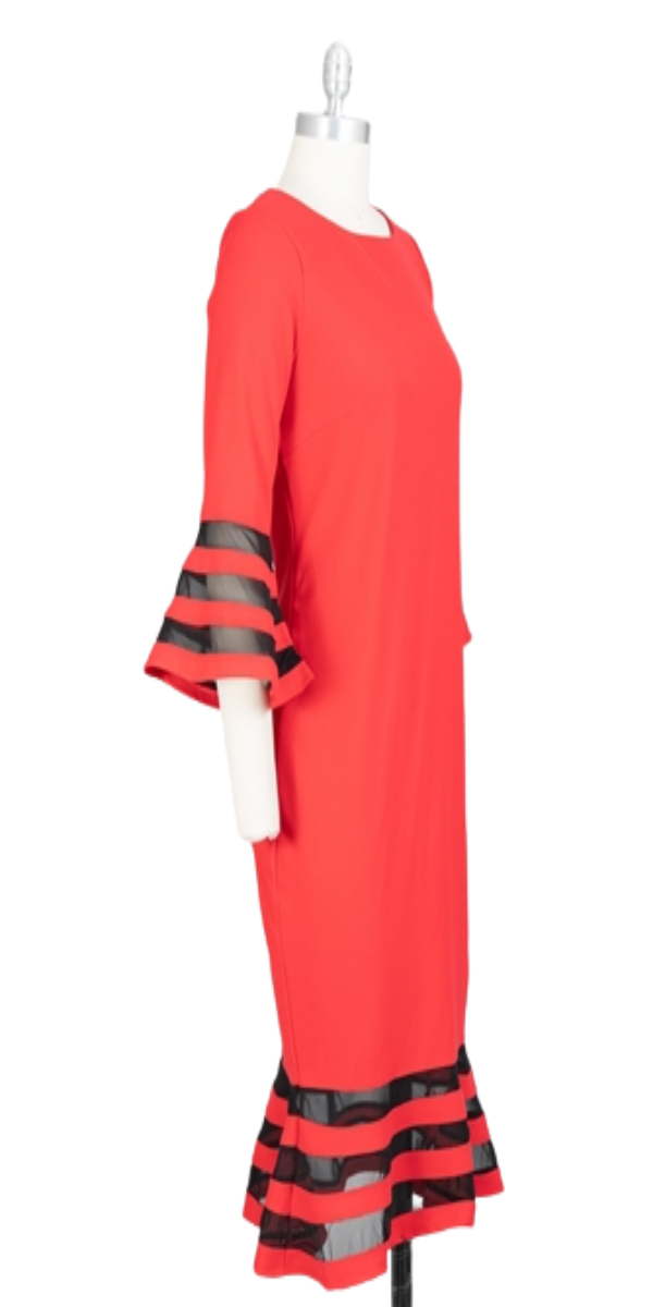 Red and Black Scuba Crepe Dress