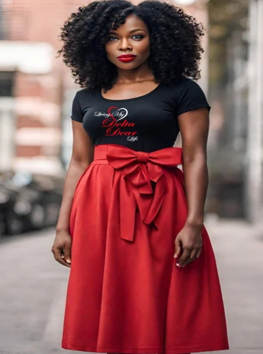 Black short sleeve t-shirt with living my (in a heart) delta dear life #111 #DST #1913 D9 DELTA SIGMA THETA SORORITY INCORPORATED #DELTA DEARS #J13 #FOUNDERSDAY #BLOWOUT
