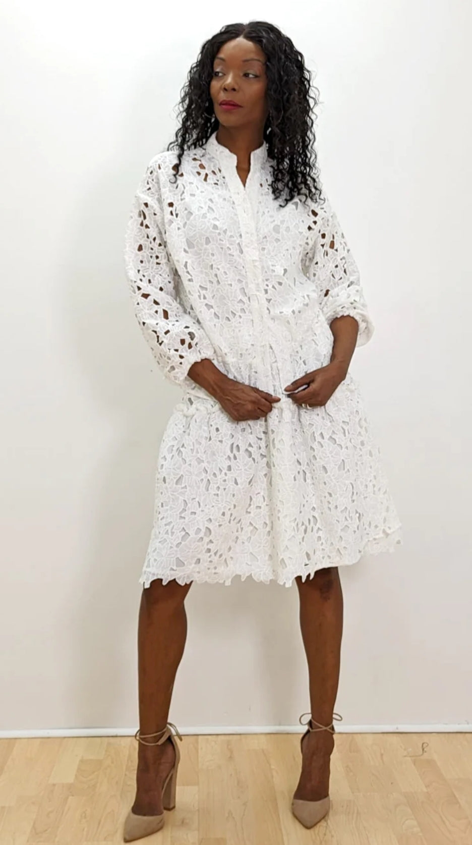 White Lace Three Piece Skirt Set