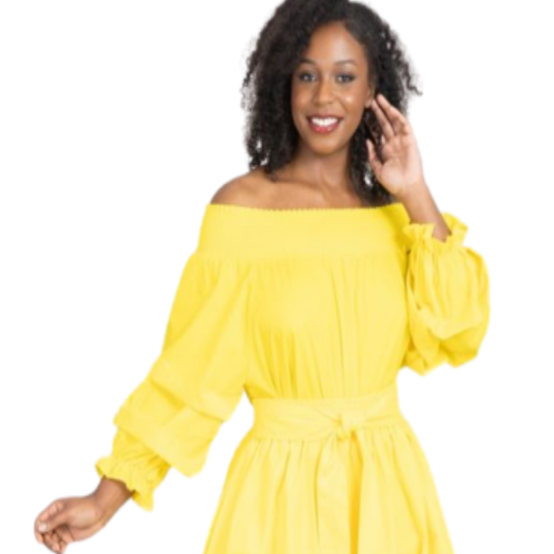 Yellow Smocked Neck Top