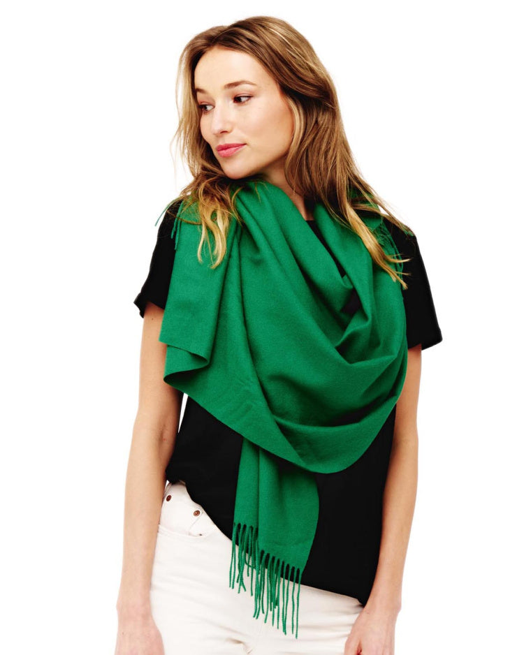 Solid Green Cashmere Soft Oblong Scarf