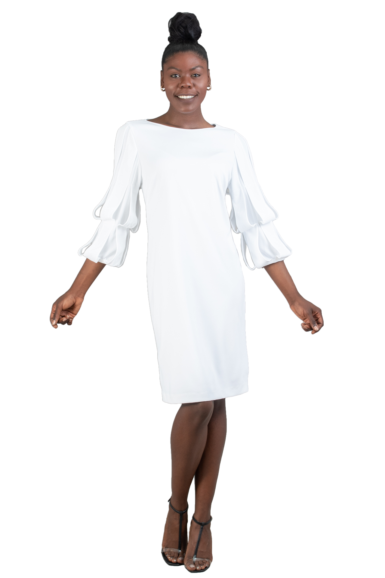 White Two tier petal sleeve dress