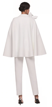 Three Piece White Pant Suit with Cape and Bell Sleeves