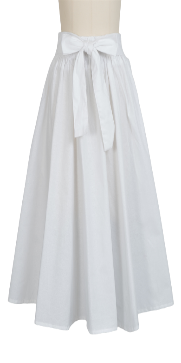 White Midi Knee Length Skirt with Pockets and Head Wrap