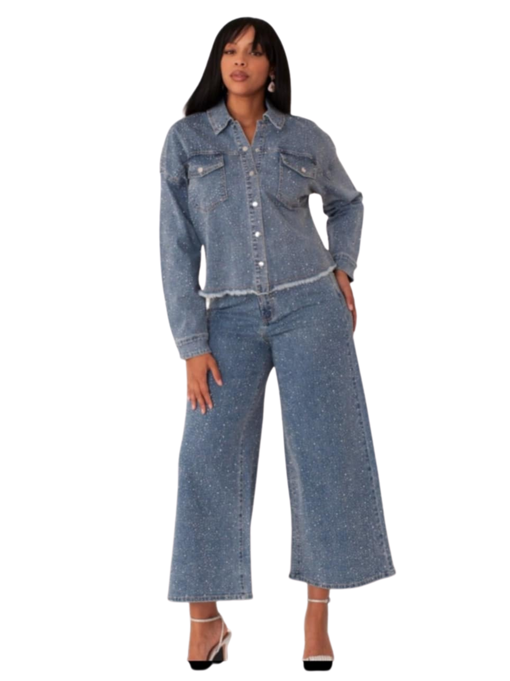 Wide Leg Rhinestonned Gaucho