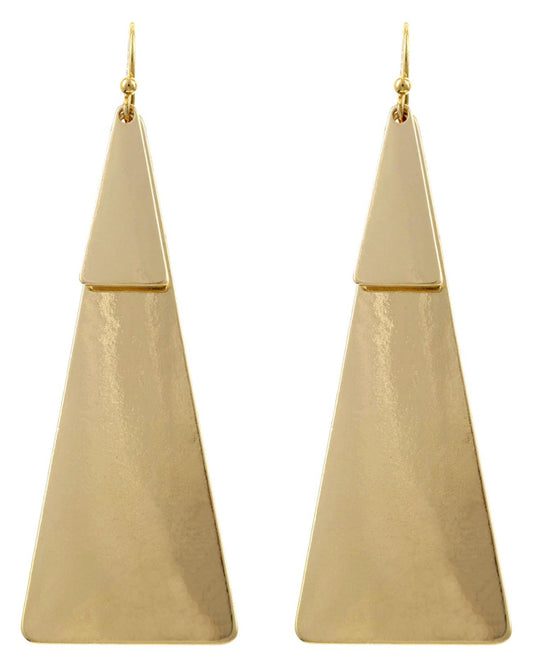 Gold Double Layer Pyramid Dangle Earrings
