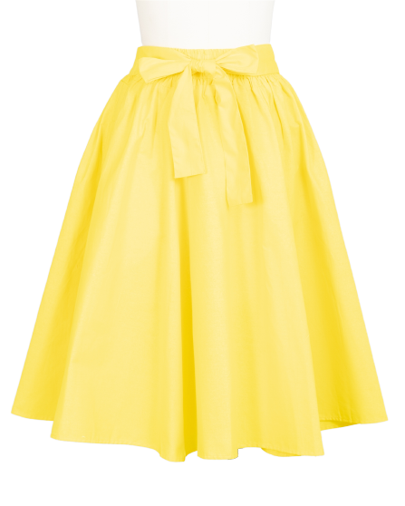 Yellow Midi Knee Length Skirt with Pockets and Head Wrap