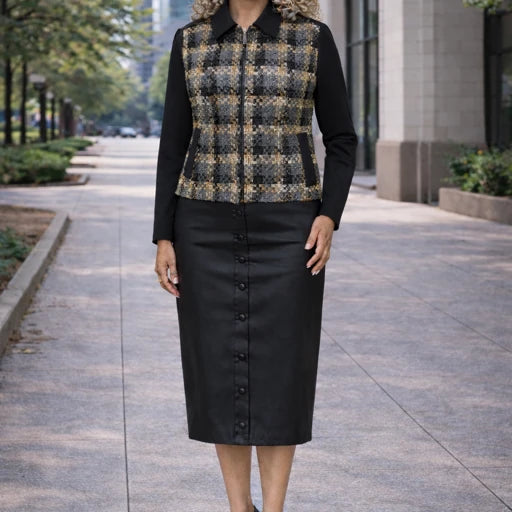 Textured Zip-Up Jacket with Contrast Sleeves