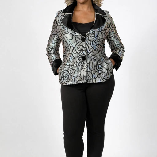 Textured Zip-Up Jacket with Contrast Sleeves