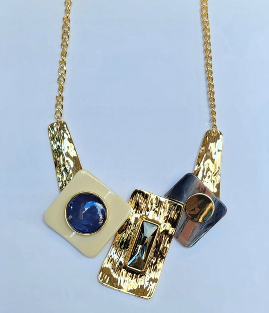 Gold with Blue Accents Necklace and Earring set