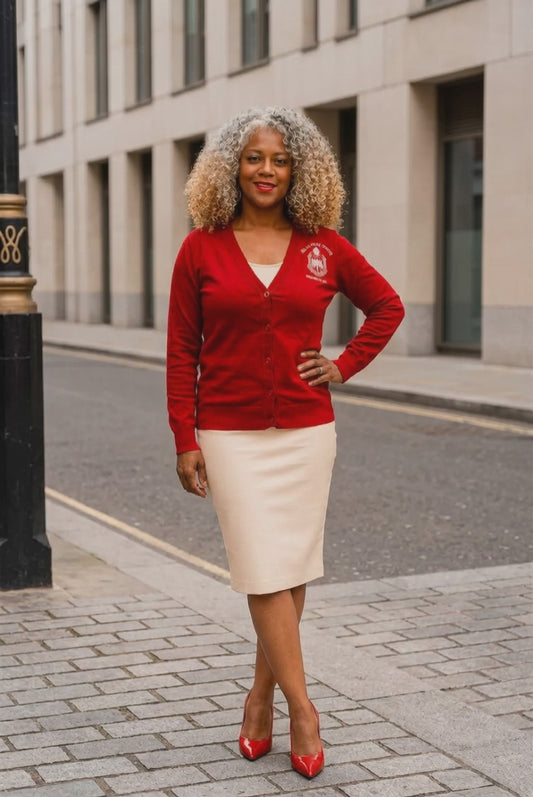 Delta Sigma Theta Crimson Classic Cardigan Sweater