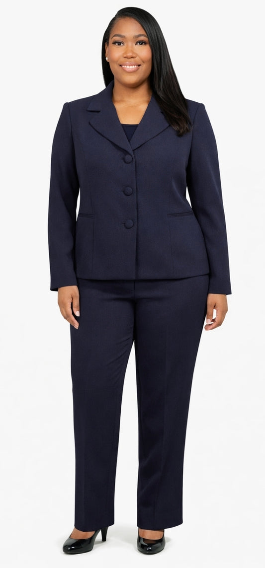 Navy 3-Piece Pant Suit with Dickie Front – Tailored Elegance for Every Occasion