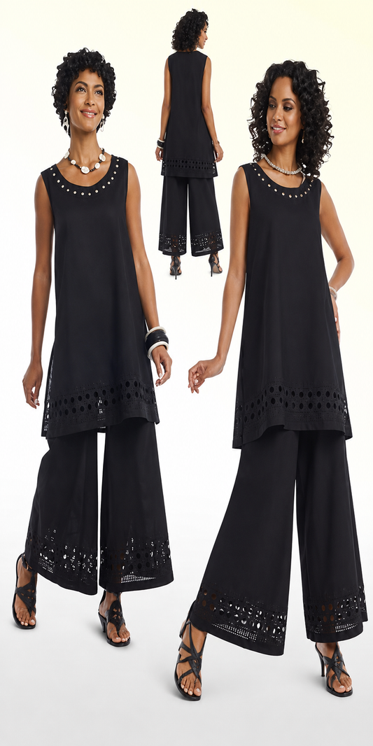 Two-Piece Split Tunic & Wide Leg Pant Set
