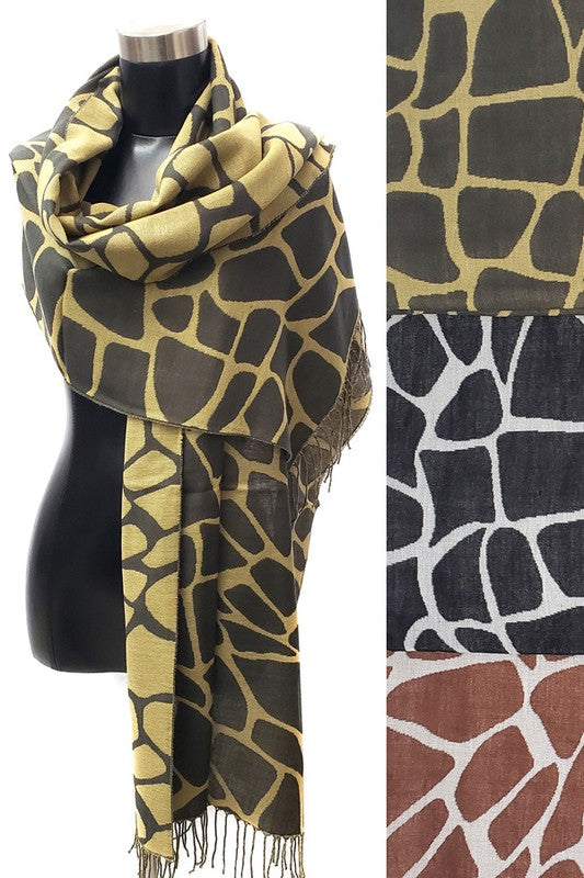 Reversible leopard oblong scarf