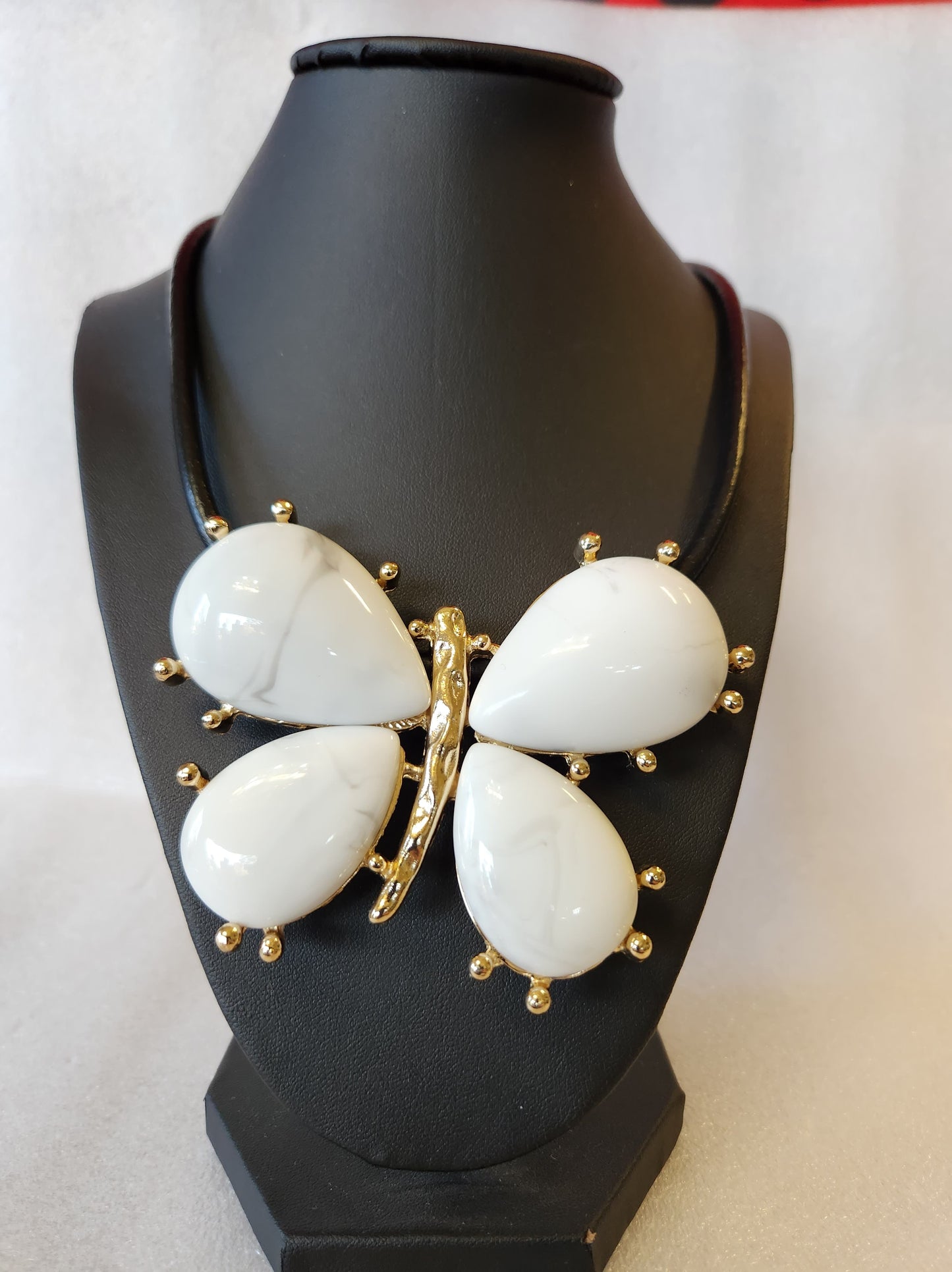 White Butterfly Necklace and Earrings set
