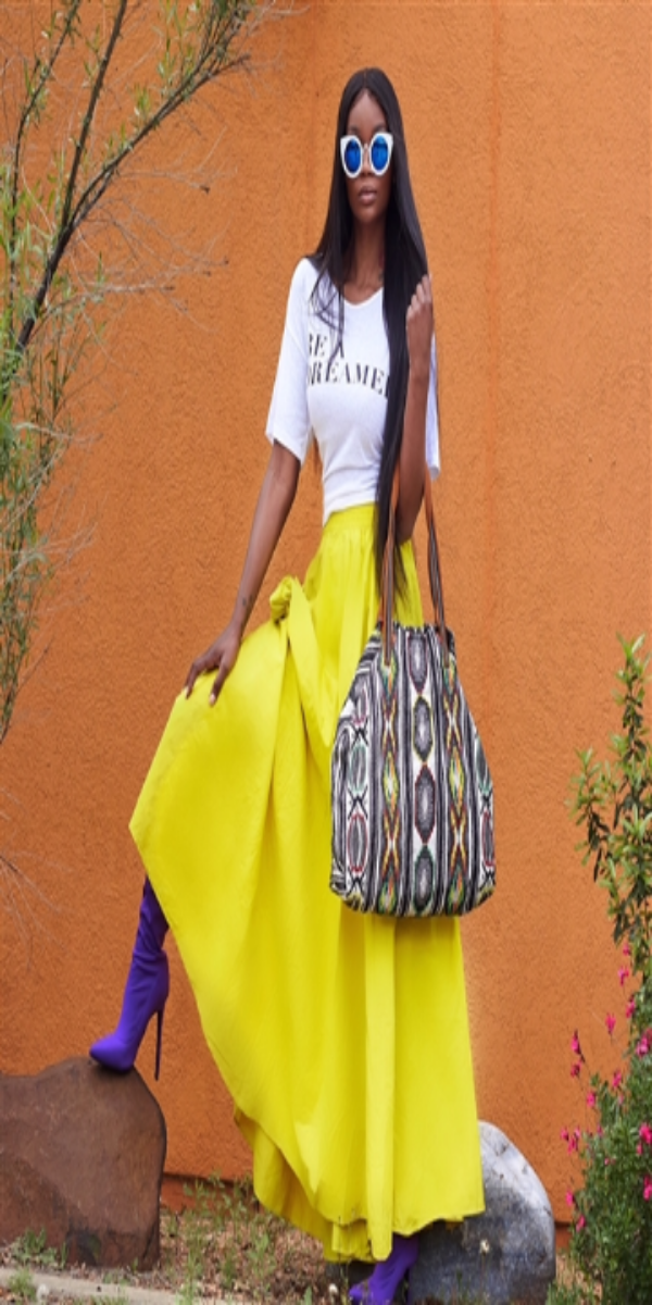  Yellow Maxi skirt and head wrap