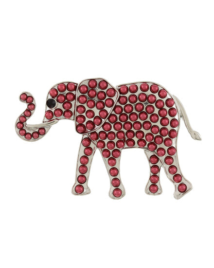 Red and silver elephant brooch