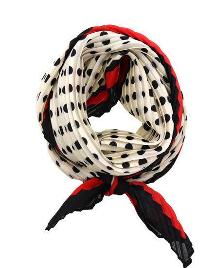 Black White and red Scarf with Polka Dots