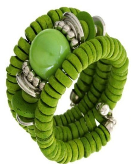 Green Three Layer Spiral bracelet