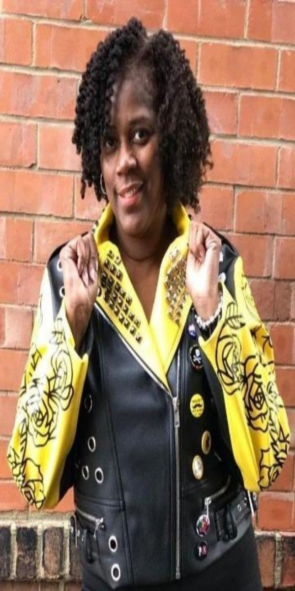 Black and Yellow Faux Leather Jacket 