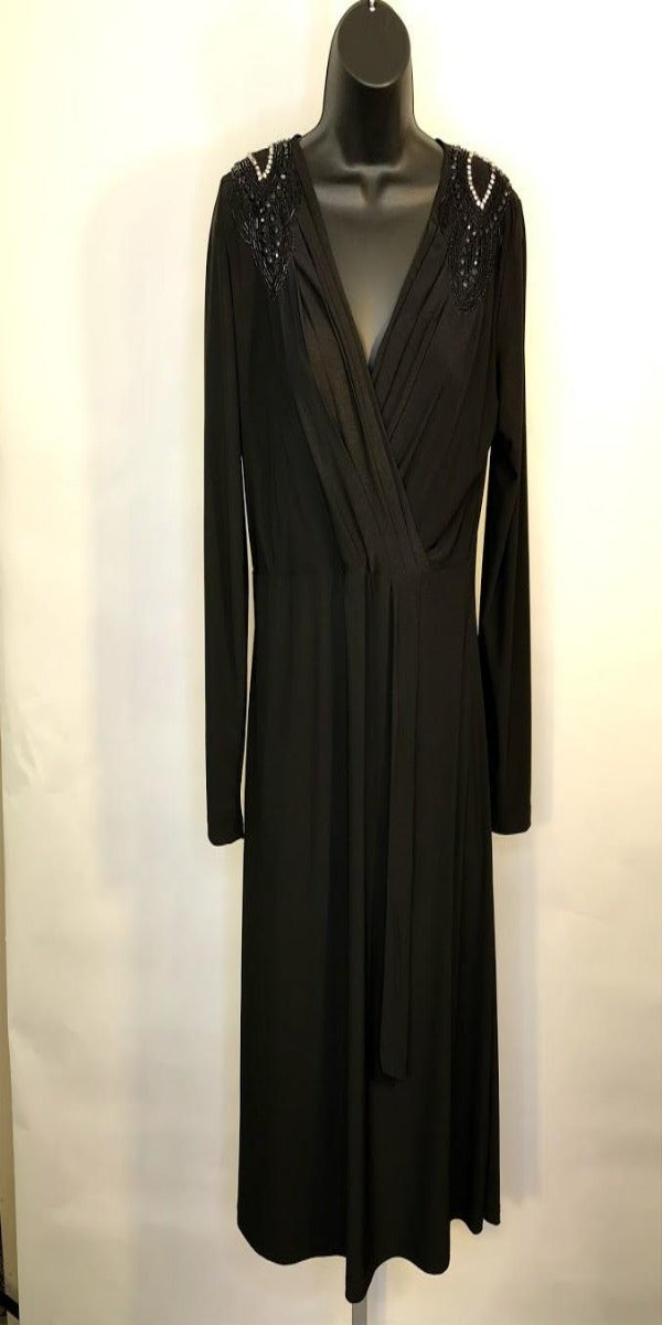 Black Long Sleeve Dress with Rhinestones Embellishments