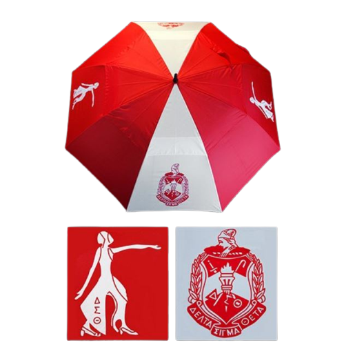 Delta Sigma Theta Red and White 30" Wind Resistant Auto open Umbrella