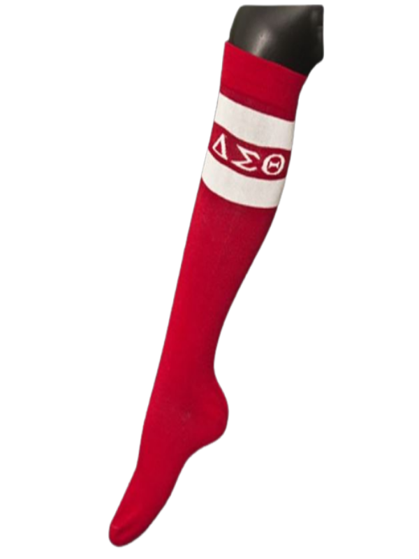 DST Red and White Knee High Socks
