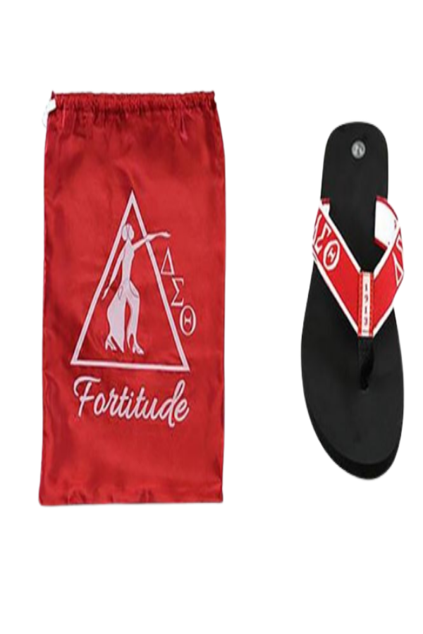 Delta Sigma Theta Flip Flops In Draw String Shoe Bag