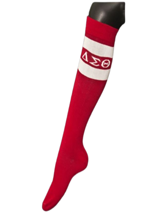 DST Red and White Knee High Socks