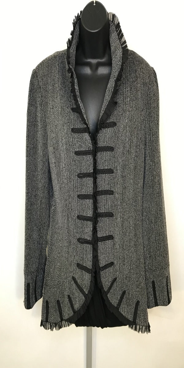 Black and White Italian tweed high collar jacket