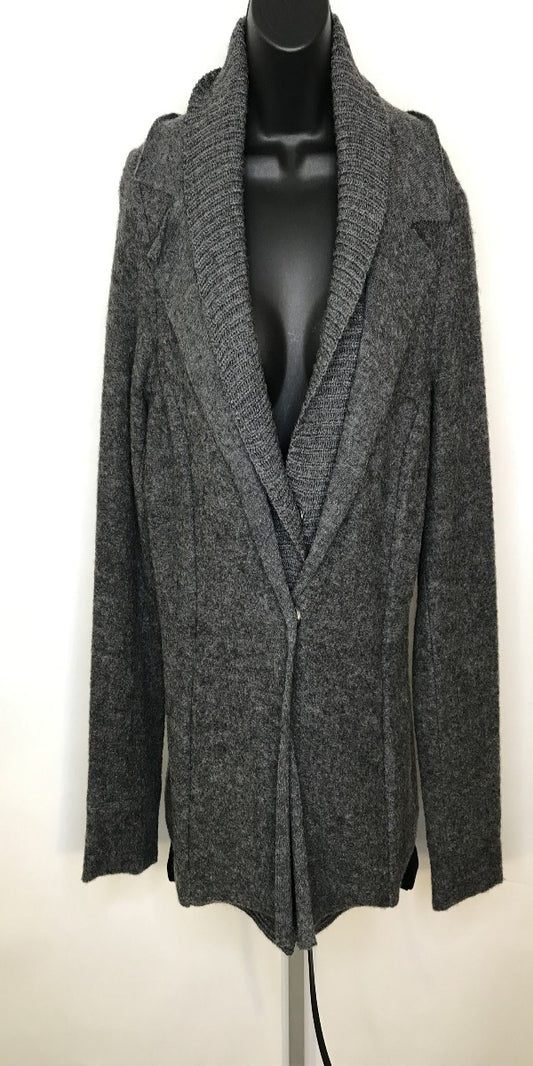 Charcoal Grey Wool Jacket With Belt