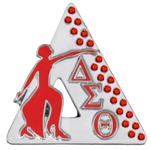 Delta Sigma Theta Founding Jewels Lapel Pin Silver with Red Stones