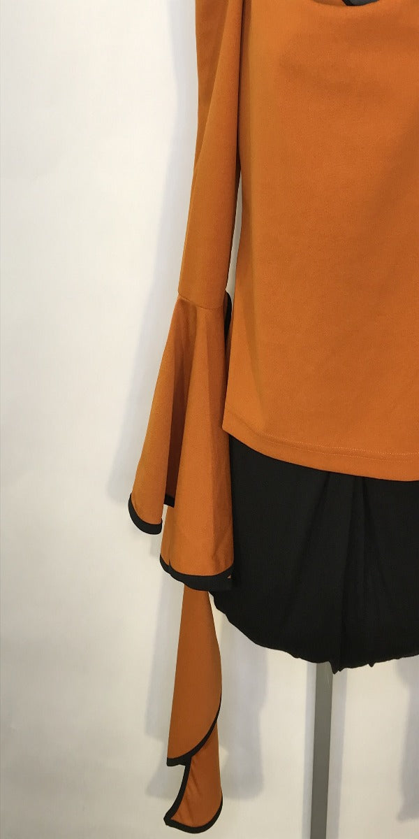 Burnt Orange Off the Shoulder Bell Sleeve Top