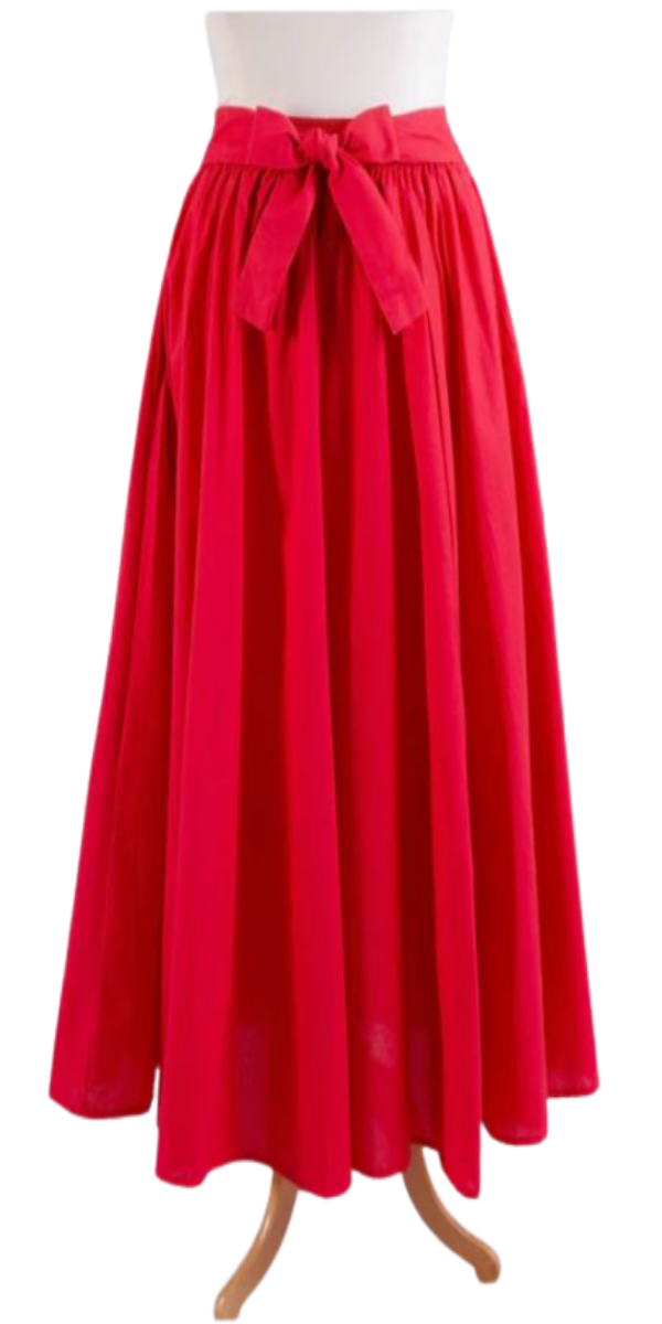 Red Maxi a-line pocketed Skirt and Head Wrap
