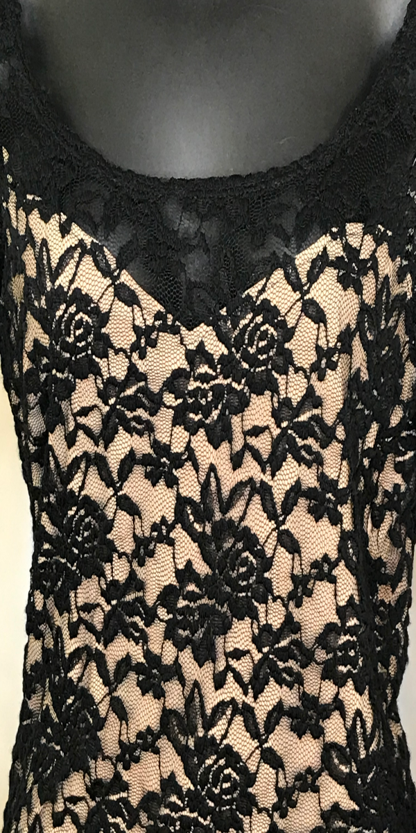 Black and Nude Long Sleeve Lace Top